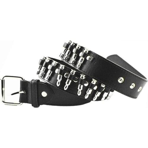 Fashion Ladies Men Punk Imitation Leather Belt Hollow Rivet Wild Waistband