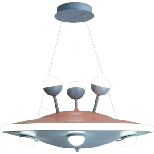 Cartoon ufo flying saucer pendant lights childrens bedroom lamps modern dimming princess room hanging lights decor lighting