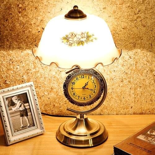 ODIFF retro desk lamp lamp of bedroom the head of a bed with clock one European glass LED lamps and lanterns that move light