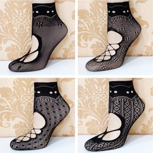Makuluya 10 pairs Summer Classic Diamond Hollow Out socks thin Sexy lace small mesh Chromatic net socks MSL6