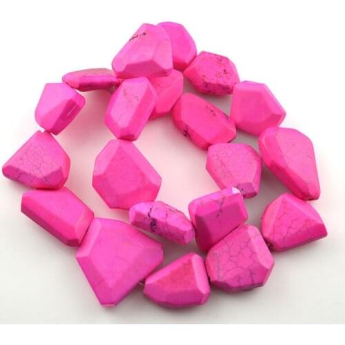 New Arrival Pink Dyed Howlite Howlite Freedom Geometrical Shape 16 Inch Irregular Flat Beads 5pc/lot