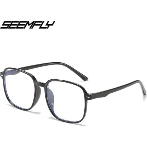 Seemfly -0.5 -1.0 -1.5 -2.5 -3.5 -4.0 To -6.0 Finished Myopia Glasses Men Women Anti Blue Rays Square Frame Eyeglasses Eyewear