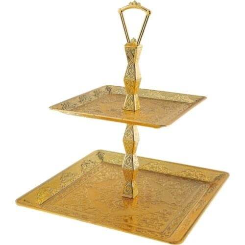 Authentic Style Two Tier Zamak Cake Display Stand Platters Perfect for Party Foods Desserts Cupcakes Cookie Sweets Candy Fruit