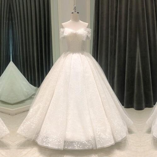 SL-8231 simple ball gown wedding dress 2021 off shoulder elegant beads bridal wedding gowns for bride dresses