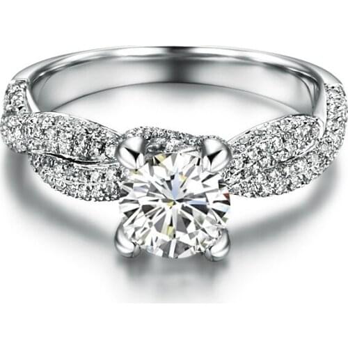 Top Luxury 2CT Moissanite Solid 18K White Gold Fine Wedding Ring Her Promise Love Jewelry Top Quality Pure Gold Never Fade
