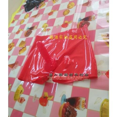 Sexy Mens Transparent Latex Pants Condom Ball Rubber Boxers Underwear Custom Free
