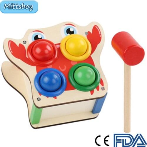 Montessori Family Fruit knocking table Toys Doll Table Miniature Furniture Set Child Tap Coordination Toy for children Girl Gift