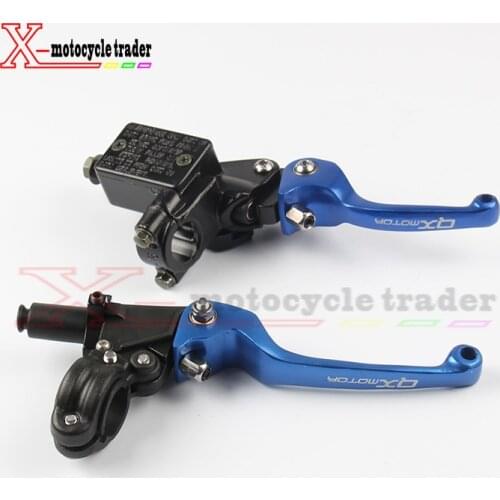 Blue QX Logo CNC Folding Brake Lever ASV Clutch Lever With Front Pump Fit CRF KLX YZF RMZ Motorcycle Dirt Bike