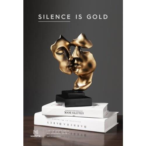 Nordic Mask Abstract Statue Resin Golden Figurines Home Decoration Accessories Office Living Room Interior Desktop Decor