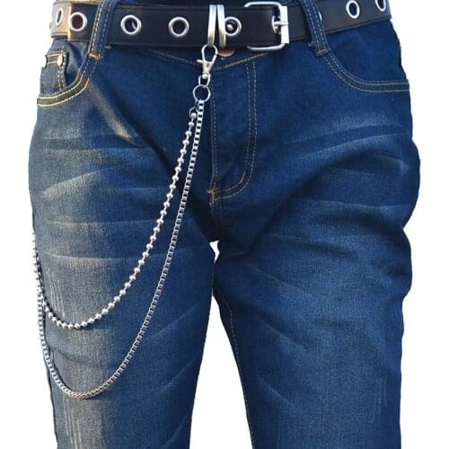 Keychains Punk Street Trouser For Women Men Metal Belt Chain Hipster Pant Keyring HipHop Jewelry