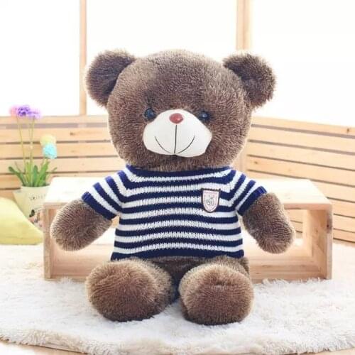 Blue stripes sweater brown teddy bear plush toy about 60cm bear toy birthday gift h877