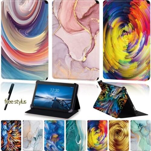 Universal Tablet Case for Lenovo Tab E7 /Tab E8 /Tab E10 Watercolor Pattern Series Four Corner Protection Case+Free Stylus