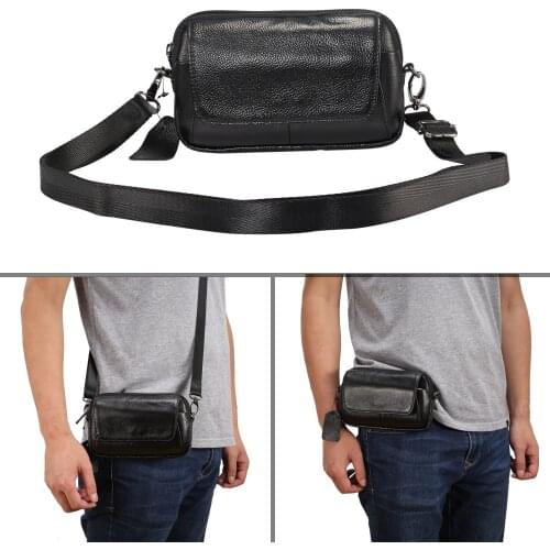 Universal Genuine Leather Case Shoulder Phone Zipper Bag for Xiaomi Redmi Note 9 9s Note 8 Pro Note 8t Note 7 Redmi 9 9A 9C 8A 7