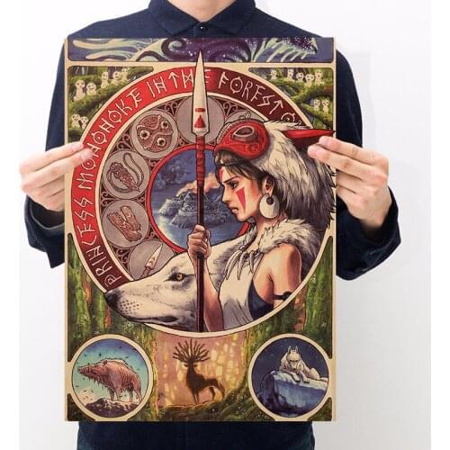 Hayao Miyazaki Mononoke Hime Roadside Shop Vintage Bar Cafe Art Home Decorating Painting Living Room Bedroom Wall Stickers