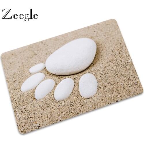 Zeegle Printed Stone Floor Mat Doormat Rubber Waterproof Bathroom Doormat Anti Slip Foot Mat Shower Mat Outdoor Foot Doormat