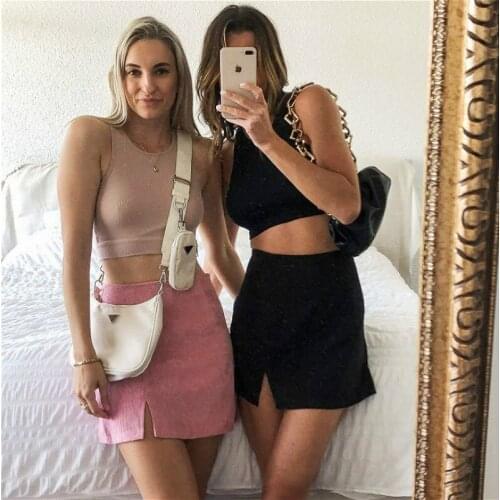 2021 New Women Corduroy Spilt Straight Skirts Autumn Winter Solid Color High Waist Short Skirts Vintage Skirts Female