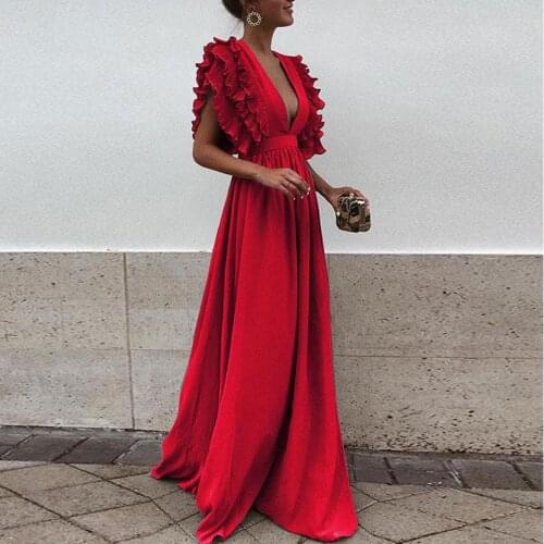 Maxi Dress Long Elegant Dress Plus Size Women Luxury Deep V Party Dresses Women Evening Korean Style Women Vestidos De Verano