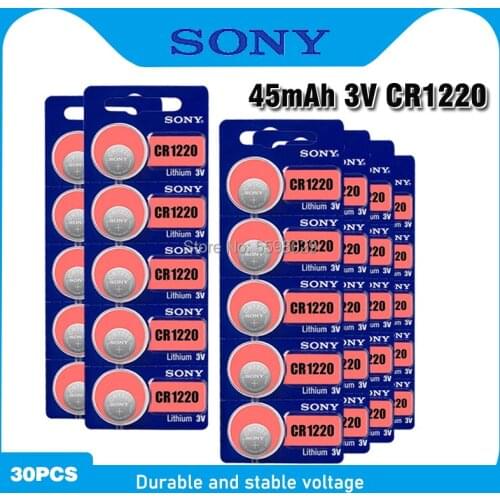 30Pcs Sony 3v CR1220 Lithim Li-ion Battery DL1220 BR1220 ECR1220 LM1220 KCR1220 L04 5012LC Button Coin Cell Bateria Replace