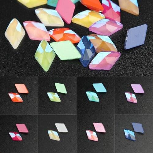 30Pcs/lot Rhombus 6x10mm Flatback Glass Non Hotfix 10 Mocha Colors Rhombus Flat Back Rhinestones 3D Gems for Nail art