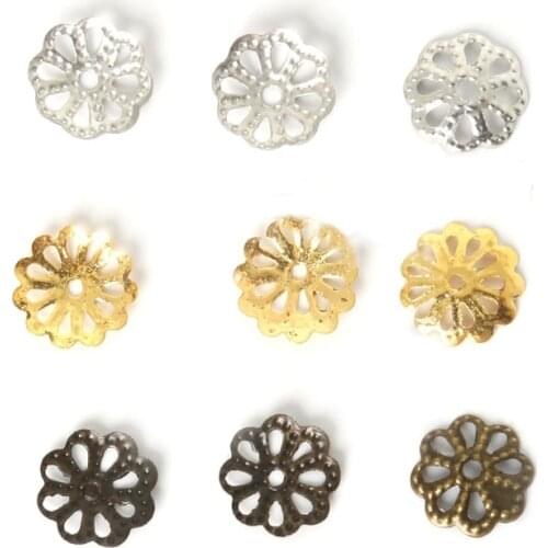 300pcs/lot 9mm 3 colors for choose Flower Bead Caps Metal Iron Jewelry Findings FDA021-01