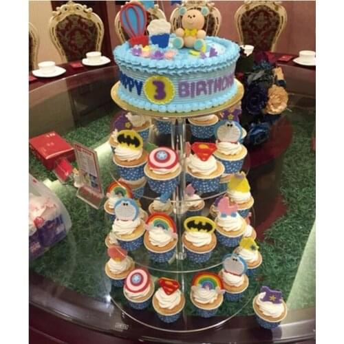 4 Tier Crystal Clear Circle Acrylic Cupcake Stand Wedding Party High Supply Craft Decor Display Hot Sale