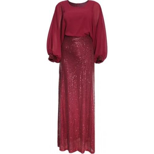 African Dresses For Women 2020 African Dress Womens Lace Sequins Round Neck Sleeves Daily Dress Evening Dress Party Dress