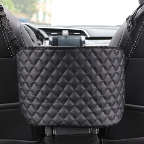 Car Leather Seat Back Organizer Handbag Holder Seat Crevice Net Side Storage Pocket Luggage Mesh Cargo Nets Interior Accessories