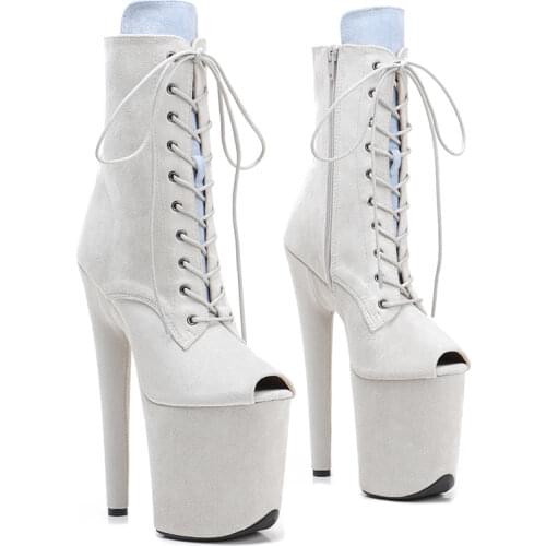 Leecabe Offwhite Suede Upper 20CM/8inches Pole dance shoes High Heels Pole Dance boot