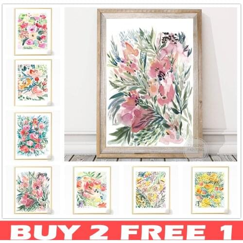 Floral Artwork Botanical Wall Art Flowers HD Print Poster Watercolor Canvas Painting Living Room Bedroom Room Retro Decoration