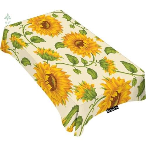 Decorative Rectangle Tablecloths Beautiful Yellow Sunflower Art Table Cover For Dining Bbq Picnic Coffee Desk