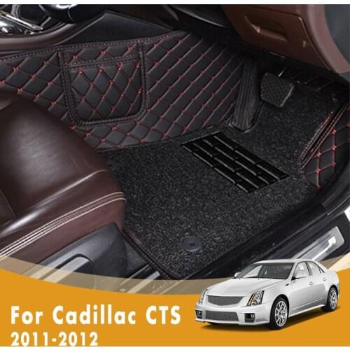 RHD Luxury Double Layer Wire Loop Car Floor Mats For Cadillac CTS 2012 2011 Artificial Leather Auto Interior Parts decoration