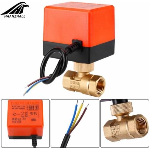 DN15/DN20/DN25 Electric Motorized Thread Ball Valve Brass AC 220V 2 Way 3-Wire 1.6Mpa with Actuator For water, gas, oil