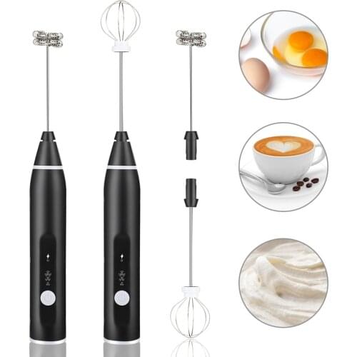 Electric USB Milk Frother Handheld Double Whisk Mixer Egg Beater Drink Coffee Foamer Stirrer Rechargeable Kitchen Cooking Tools