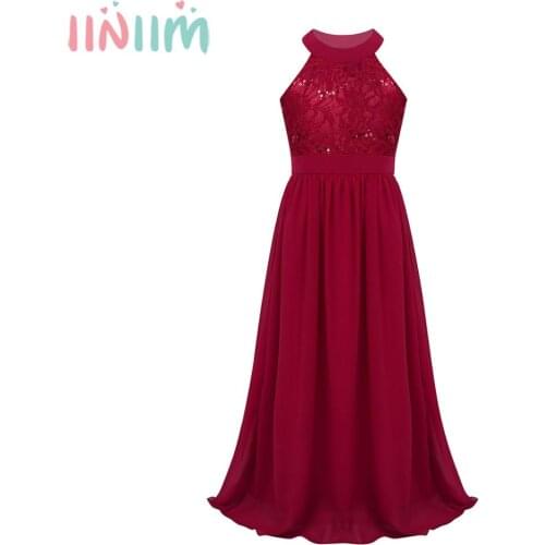 Iiniim Kids Dresses for Girls Clothes Embroidery Lace Cutouts Back Flower Girl Dress Princess Classic Birthday Party Dresses