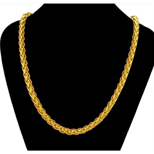 Fashion Retro 14K Gold Necklace Mens Wedding Anniversary Gifts Exquisite Dragon Head Hemp Rope Chain Necklace Jewelry Male
