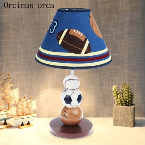 Cartoon creative basketball table lamp boy bedroom childrens room lamp modern simple and lovely football decorative table lamp