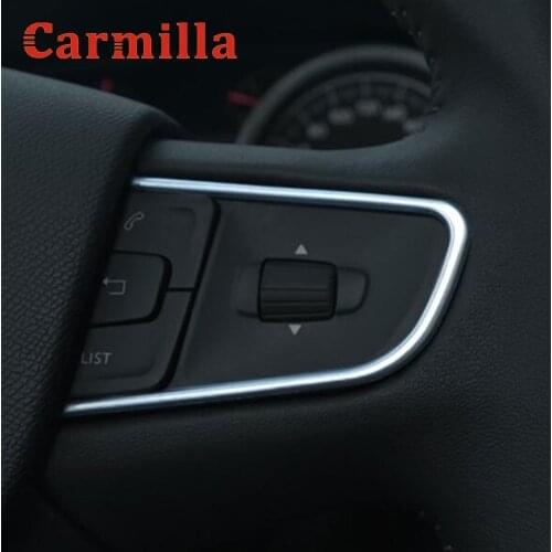 Carmilla 2pcs Steering Wheel Trim Cover for Peugeot 508 2011-2016 408 2014-2020 Chrome Center Console Inner Styling Stainless