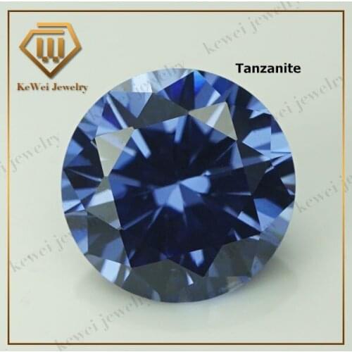 Medium Tanzanit Cubic Zirconia Stone AAAAA 2.75mm-5mm Synthetic Gemstone Round Shape Cubic Zirconia Stone