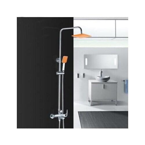 Bathroom rainfall shower faucet mixer tap, Copper wall mounted bathtub shower faucet, Brass shower faucet ABS orange shower head