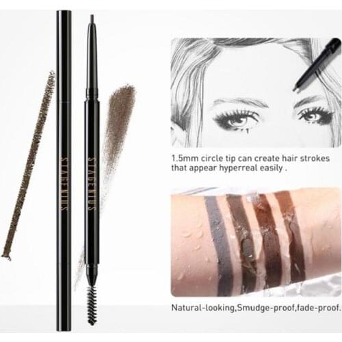 Slim Fine Double Head Eyebrow Pencil Round and Triangle Head Waterproof Lasting Easy to Draw Delicate Thin Natural Brow TSLM2