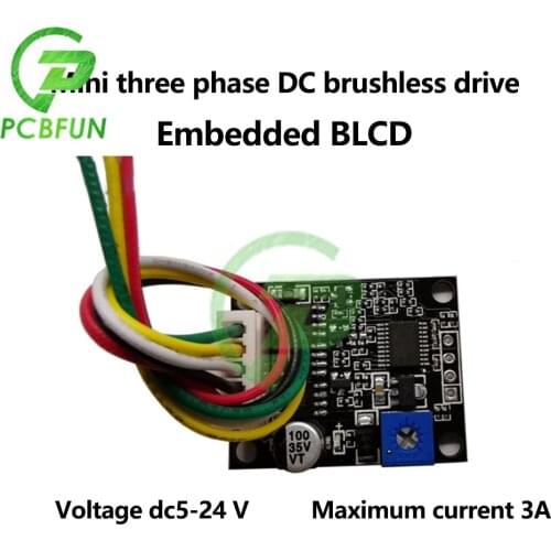 DC Three-phase Brushless Hallless Control Board Mini BLDC DC 5V-24V 3A Potentiometer Speed Control 224000RPM Motor Speed Control