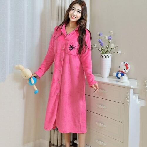 Women Casual Home Wear Autumn Winter Printing Pajamas Long Robe Long Sleeves Plus Velvet Warm Nightdress Womens Cardigan 80kg