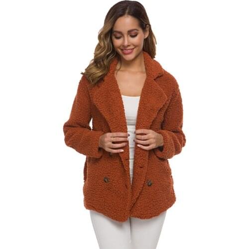 Womens Hoodie Long Sleeve Solid Color Sherpa Coat Loose preppy Style Female Tops