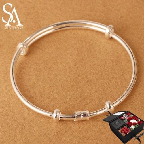 SA SILVERAGE Push-pull Wedding Gifts To Send Parents Girlfriends Silver 999 Waist Fine Sterling Silver Bracelet Womens Fashion