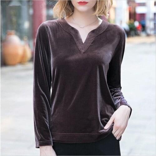 Women Vintage Casual Sweatshirt Velvet Loose Fleece V-neck Long Sleeved Brief Top Shirts Wide Girls Pullovers Plus Size M-6XL 7X