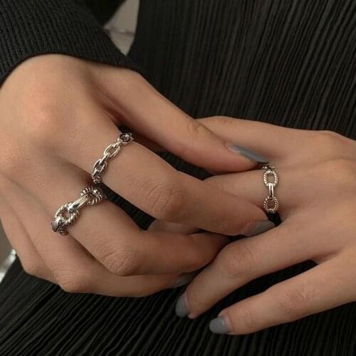 Vintage Womens Ring Chain Aesthetic Minimalist Designer Geometric Handmade Adjustable Jewelry Accesories Wedding Gift Wholesale