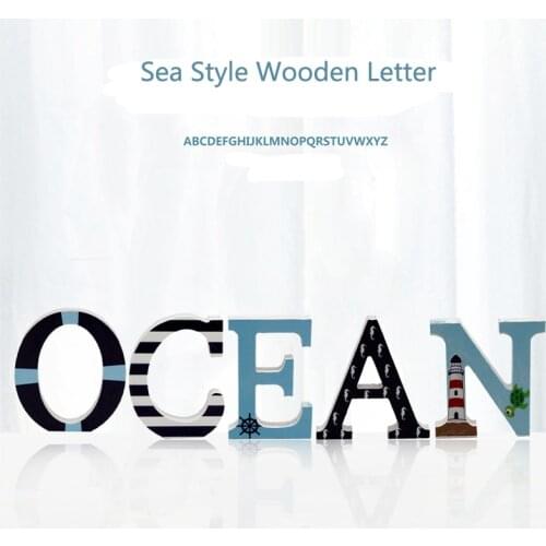 1pc 10CM Home Decor Summer Sea Style Wooden Letter English Alphabet DIY Design wood Art Wedding Party Decoration