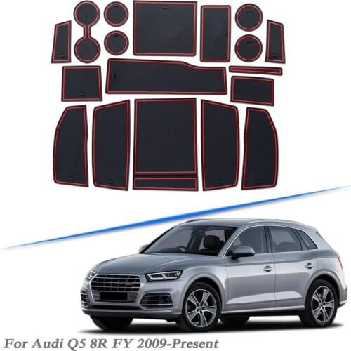 18pcs Car Styling For Audi Q5 8R FY 2009-Present Latex Gate slot pad Interior Door Groove Mat Non-slip dust Mat Auto Accessories