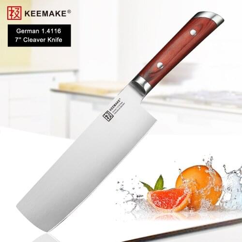 2018 KEEMAKE Professional 7" Cleaver Knife German 1.4116 Steel Blade Kitchen Knives Color Wood Handle Sharp Meat Cooking Tool