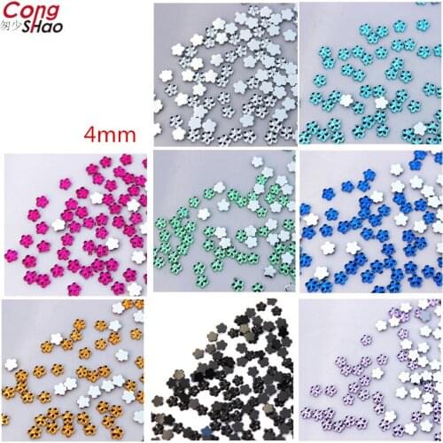 Cong Shao 2000pcs 4mm 3D Nail Art Tips Flower colorful flatback crystal Acrylic Rhinestone trim phone DIY not hotfix nails CS624